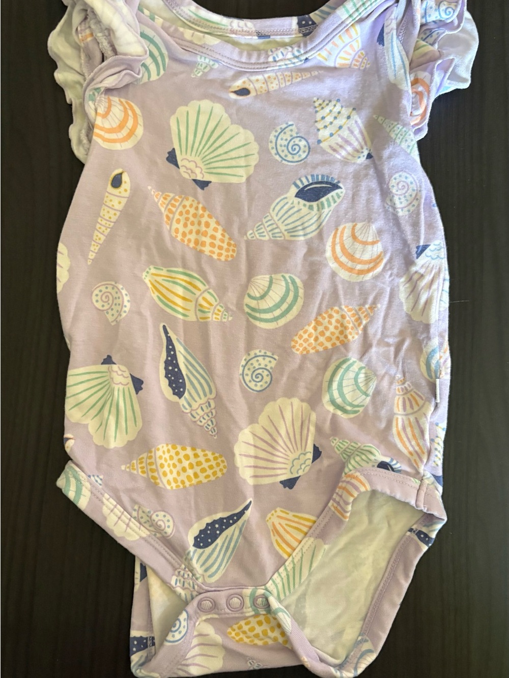 Little Sleepies Lavender Baby Onesie with Seashell Print